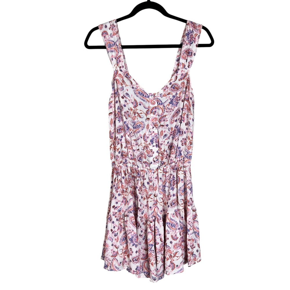 Jessica Simpson Gardenia Paisley Sleeveless Romper White Purple Orange Small
